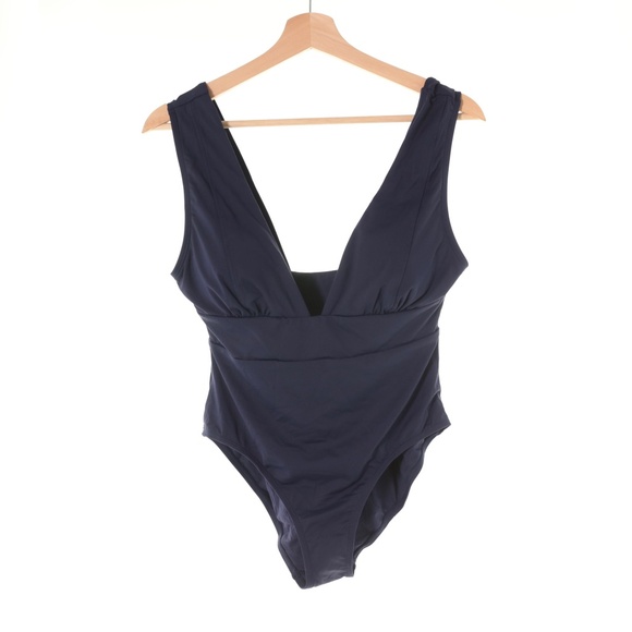 NWOT Andie Swim The Mykonos Plunge Neck Navy Blue One Piece Womens M Resortwear - Picture 3 of 9